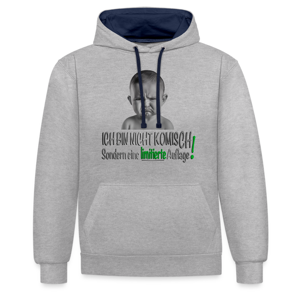 Ich bin nicht komisch 2 Color Hoodie - Grau meliert/Navy