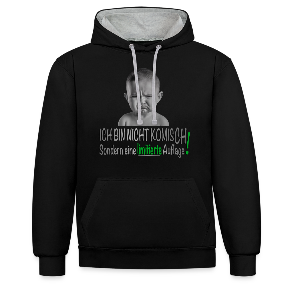 Ich bin nicht komisch 2 Color Hoodie - Schwarz/Grau meliert