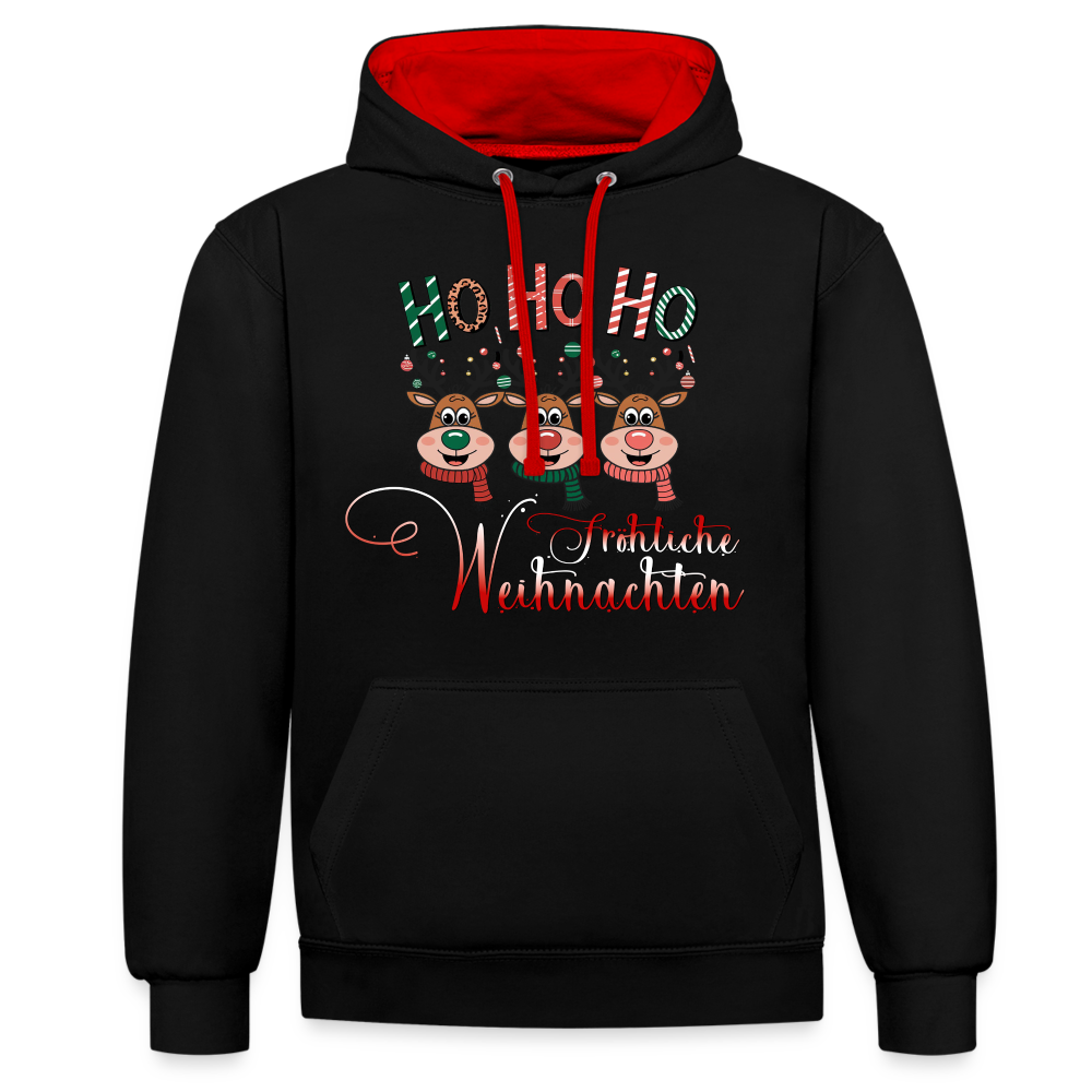Fröhliche Weihnachten Hoodie - Schwarz/Rot