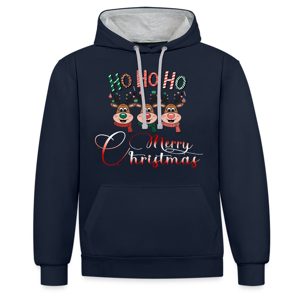 Merry Christmas Hoodie - Navy/Grau meliert