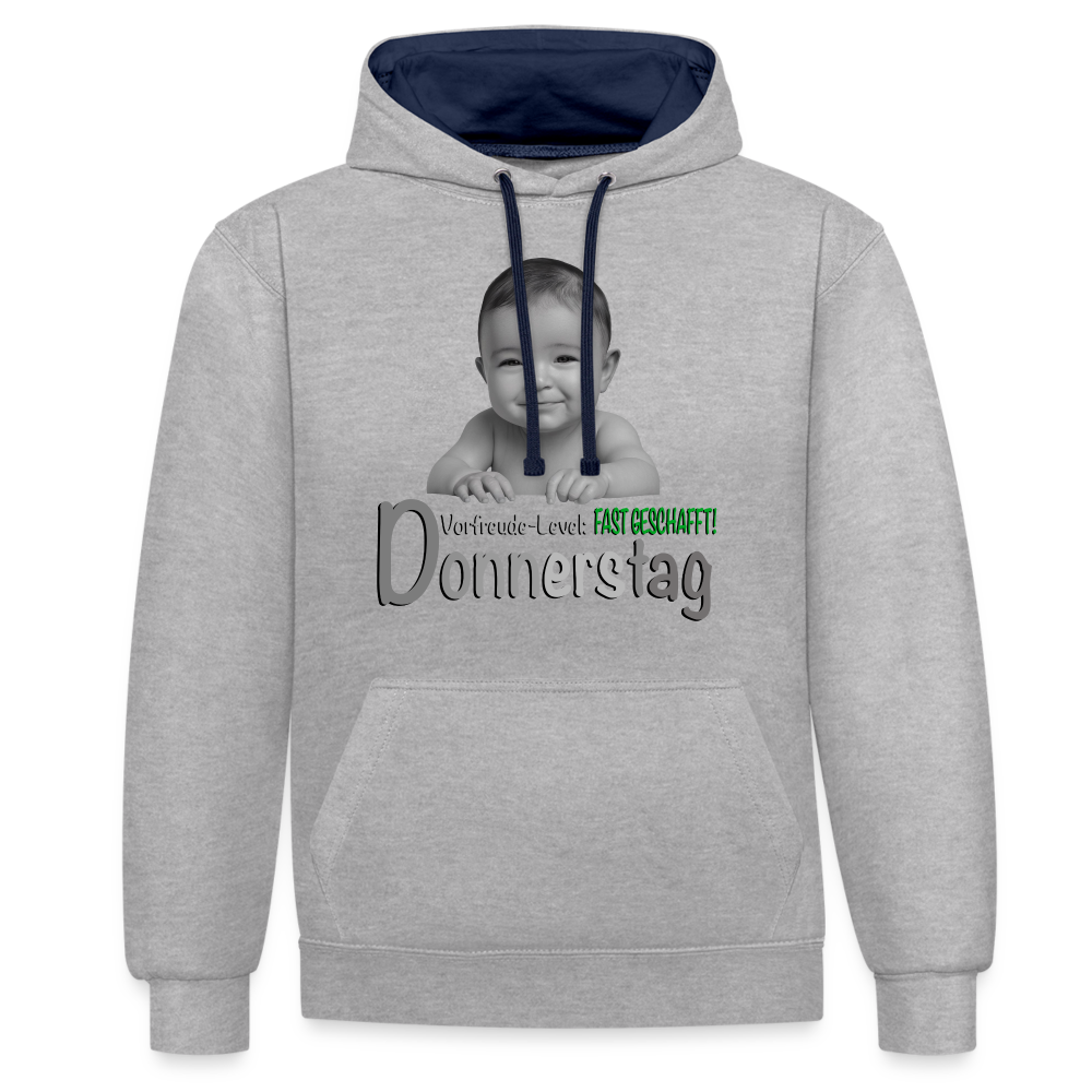 Donnerstag- Vorfreude-Level Hoodie - Grau meliert/Navy