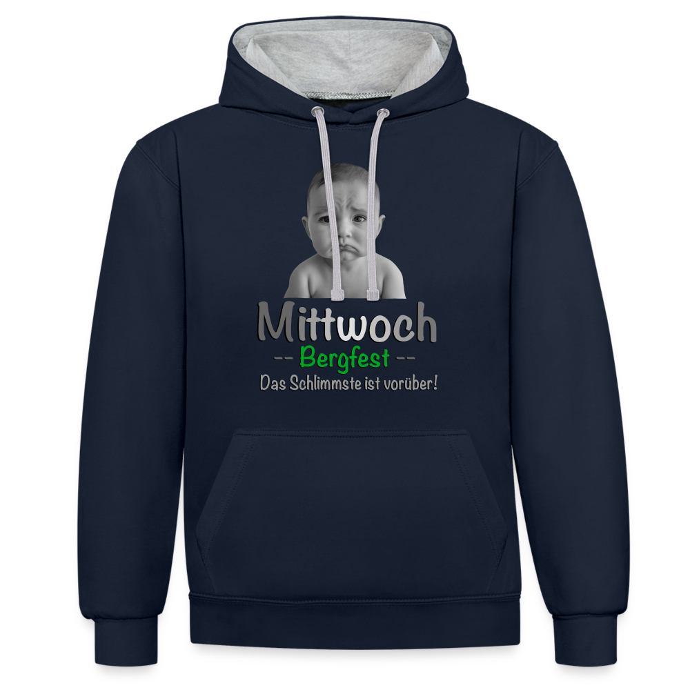 Mittwoch, endlich Bergfest - Hoodie - Navy/Grau meliert