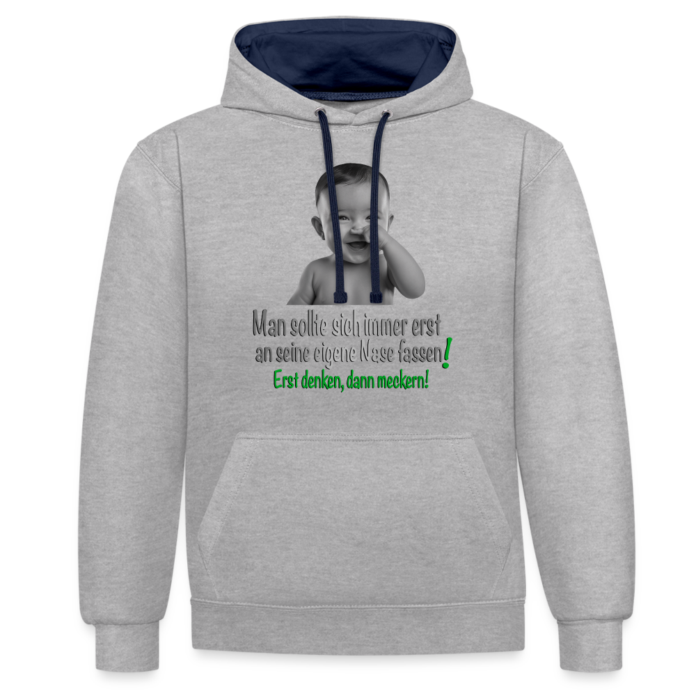 Erst denken, dann meckern 2 Colour Hoodie - Grau meliert/Navy