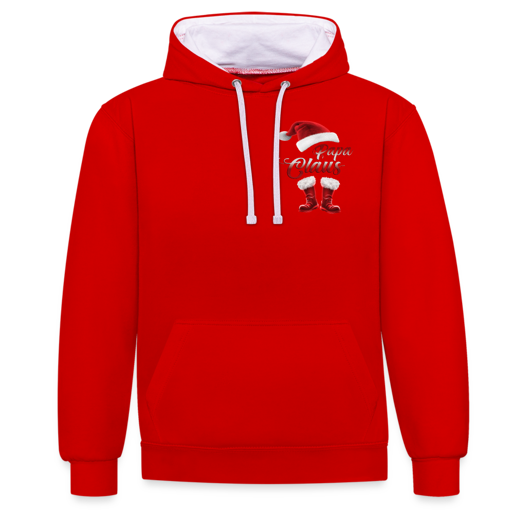 Der Papa Claus Festtags 2 Color Hoodie - Rot/Weiß