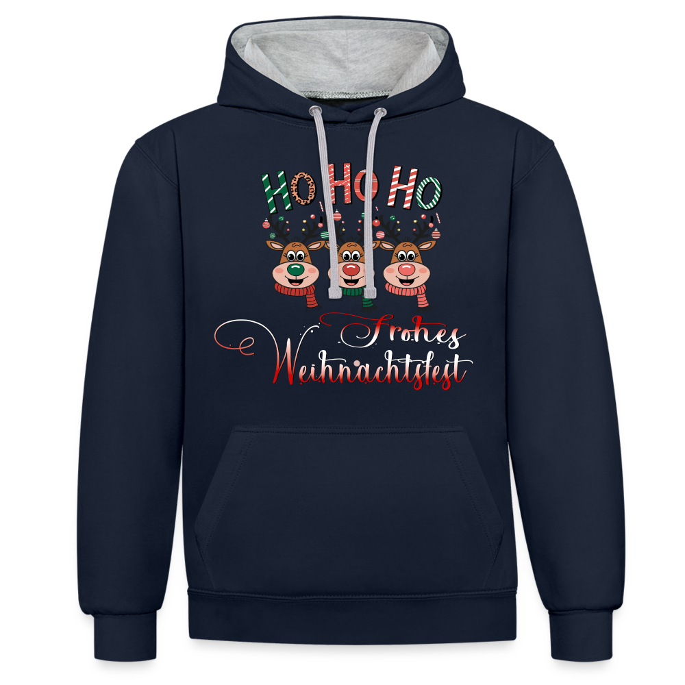 Frohes Fest Hoodie - Navy/Grau meliert