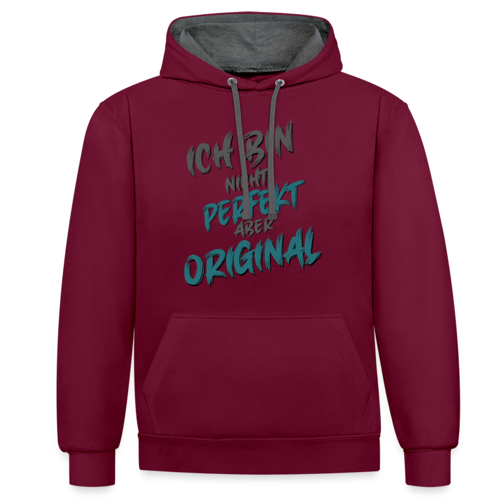 Ich bin nicht perfekt Hoodie - Weinrot/Anthrazit
