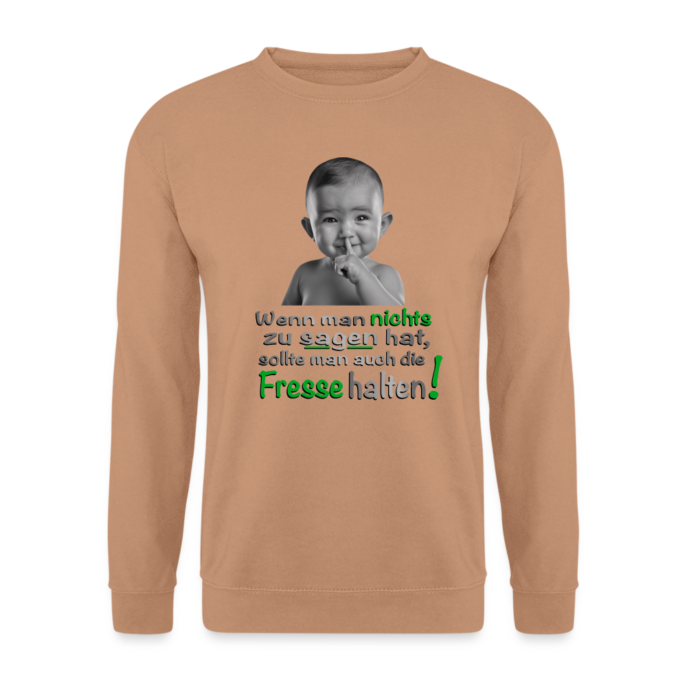Frecher Pullover mit witzigem Motiv - Mocca
