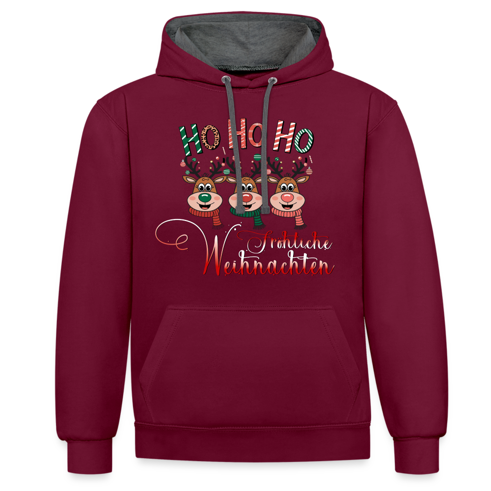 Fröhliche Weihnachten Hoodie - Weinrot/Anthrazit