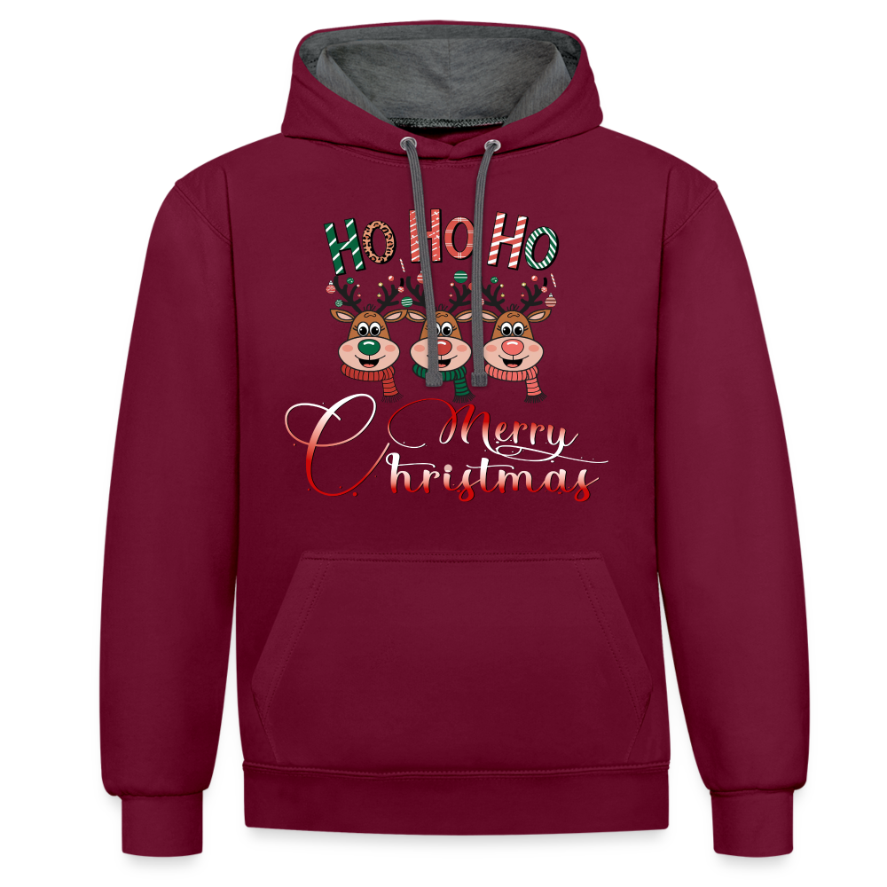 Merry Christmas Hoodie - Weinrot/Anthrazit