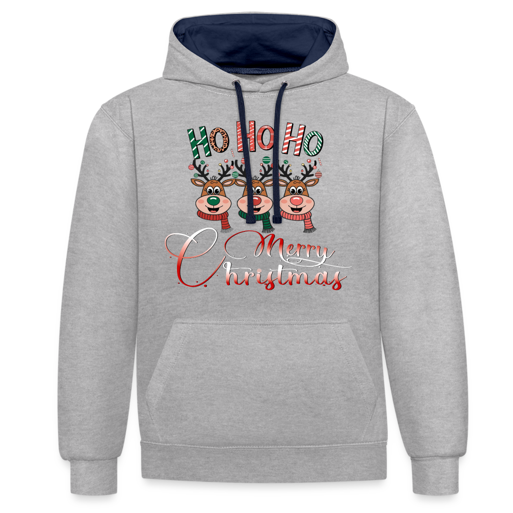 Merry Christmas Hoodie - Grau meliert/Navy