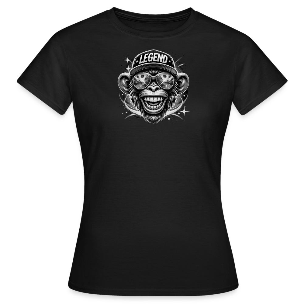 Frauen T-Shirt - lustiges schwarz weiss Affen Motiv - Schwarz