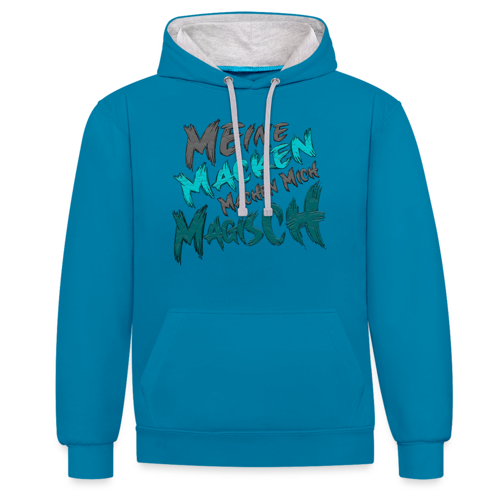Magische Macken Hoodie - Pfauenblau/Grau meliert