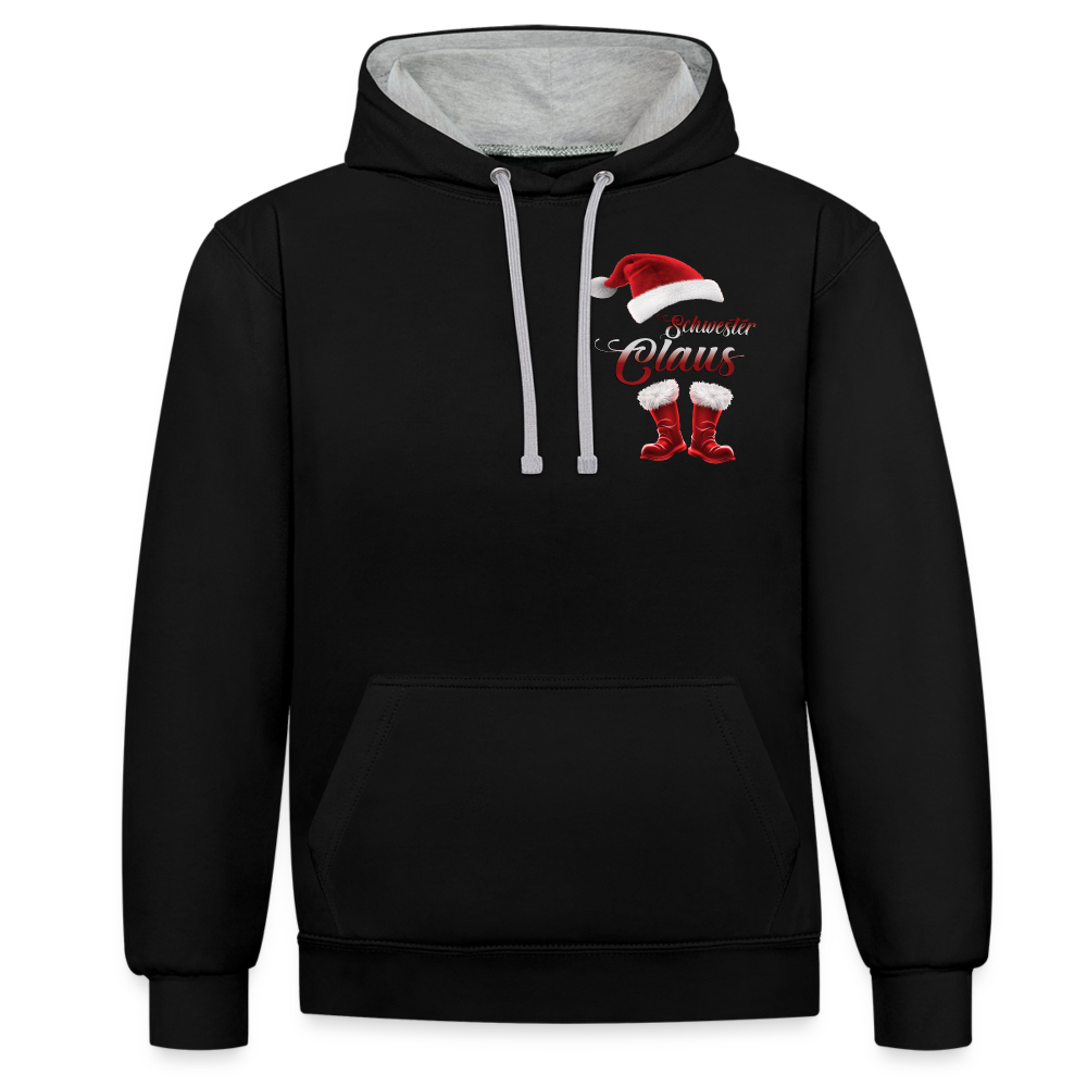 Schwester Claus 2 Color Hoodie - Schwarz/Grau meliert