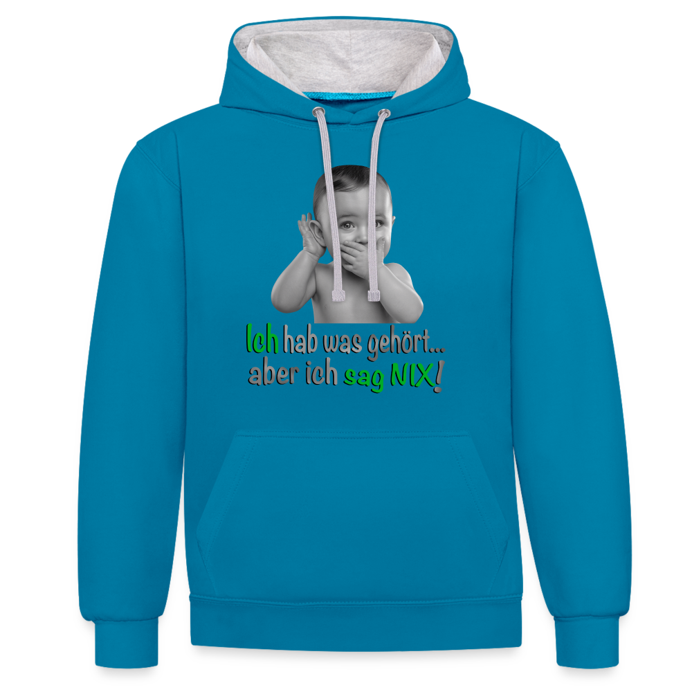 Ich sag NIX - Hoodie - Pfauenblau/Grau meliert