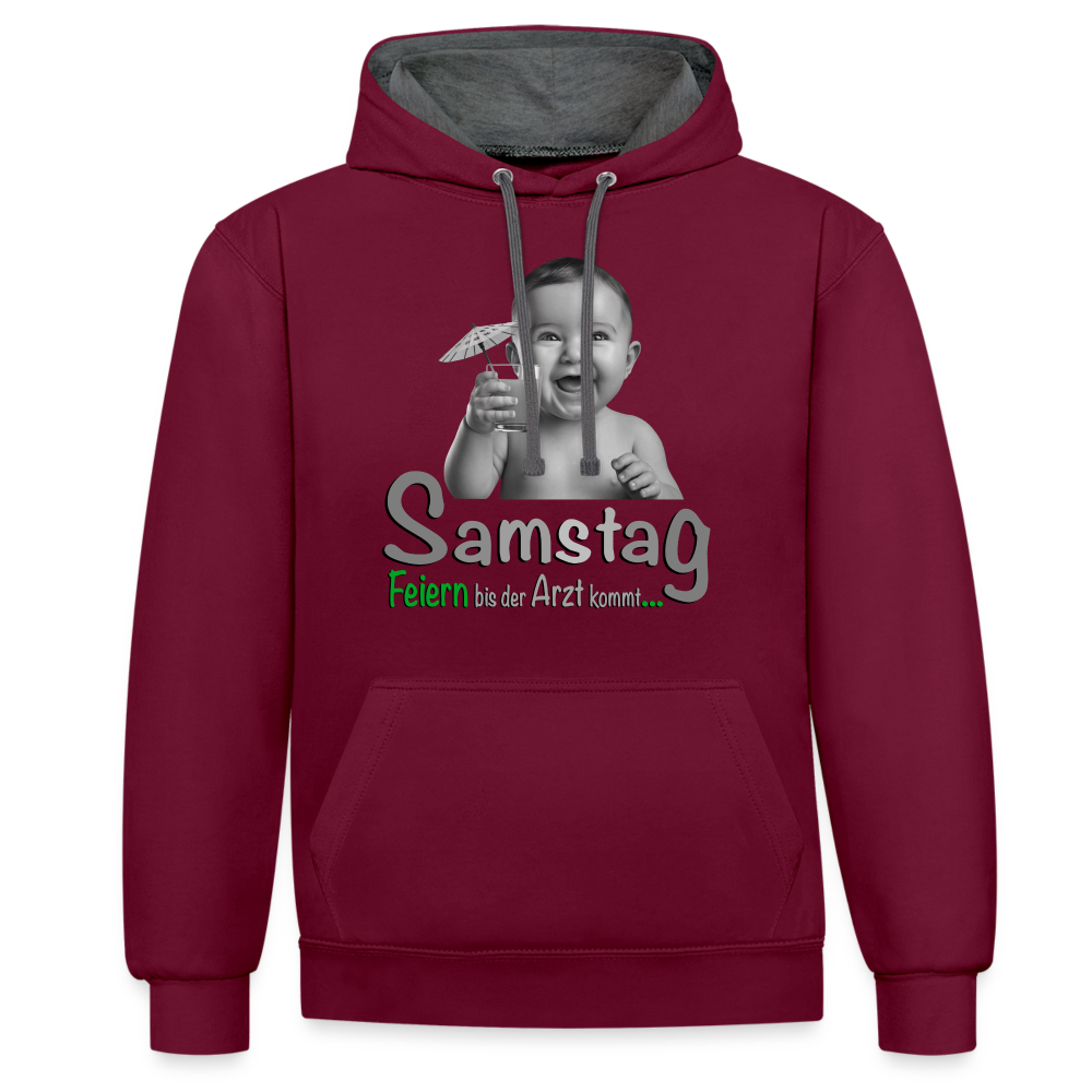 Feiern bis der Arzt kommt - Samstag Hoodie - Weinrot/Anthrazit