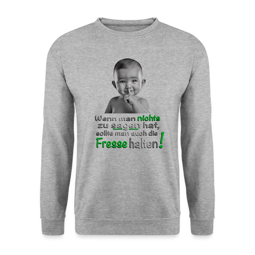Frecher Pullover mit witzigem Motiv - Weißgrau meliert
