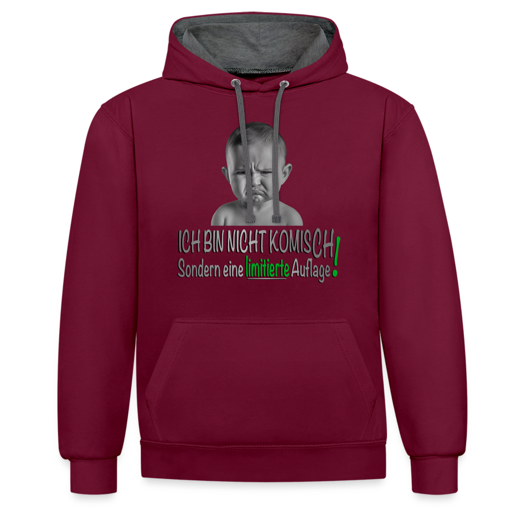 Ich bin nicht komisch 2 Color Hoodie - Weinrot/Anthrazit