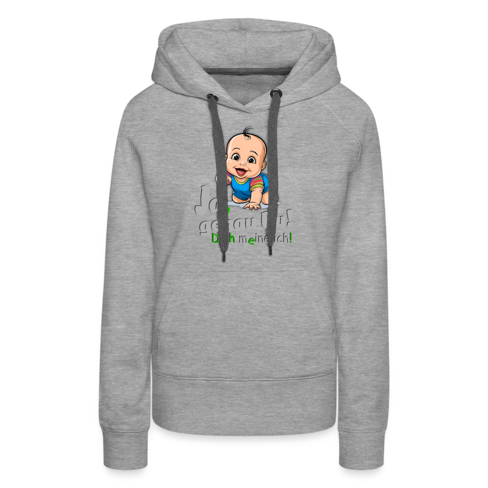 Ja gJa genau duenau Du - Premium Hoodie - Grau meliert