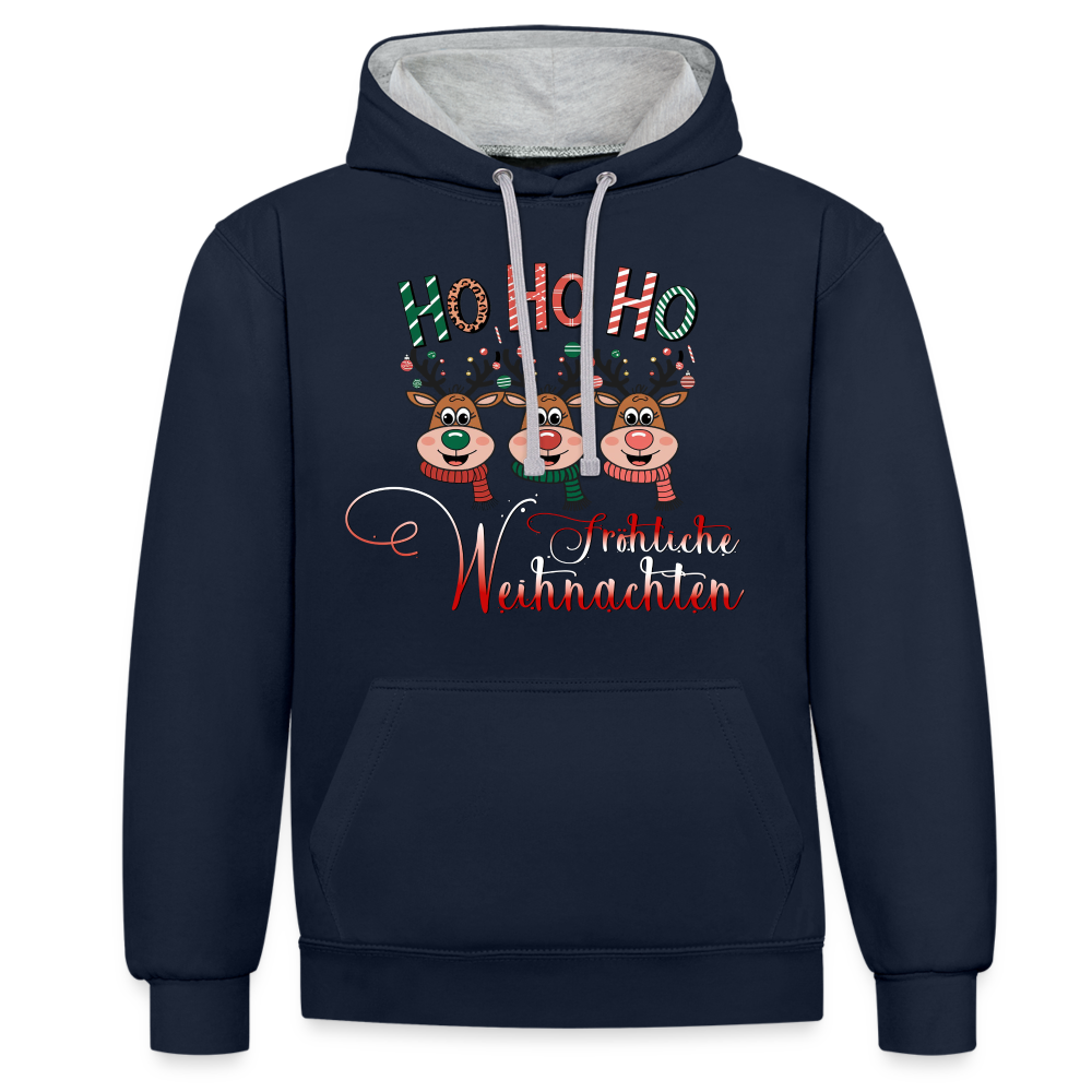 Fröhliche Weihnachten Hoodie - Navy/Grau meliert