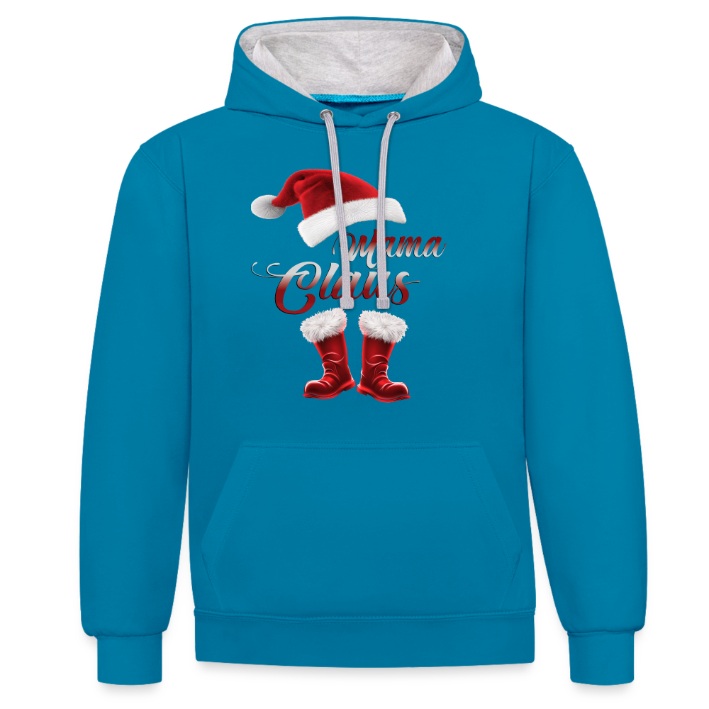 Mama Claus Hoodie - Pfauenblau/Grau meliert