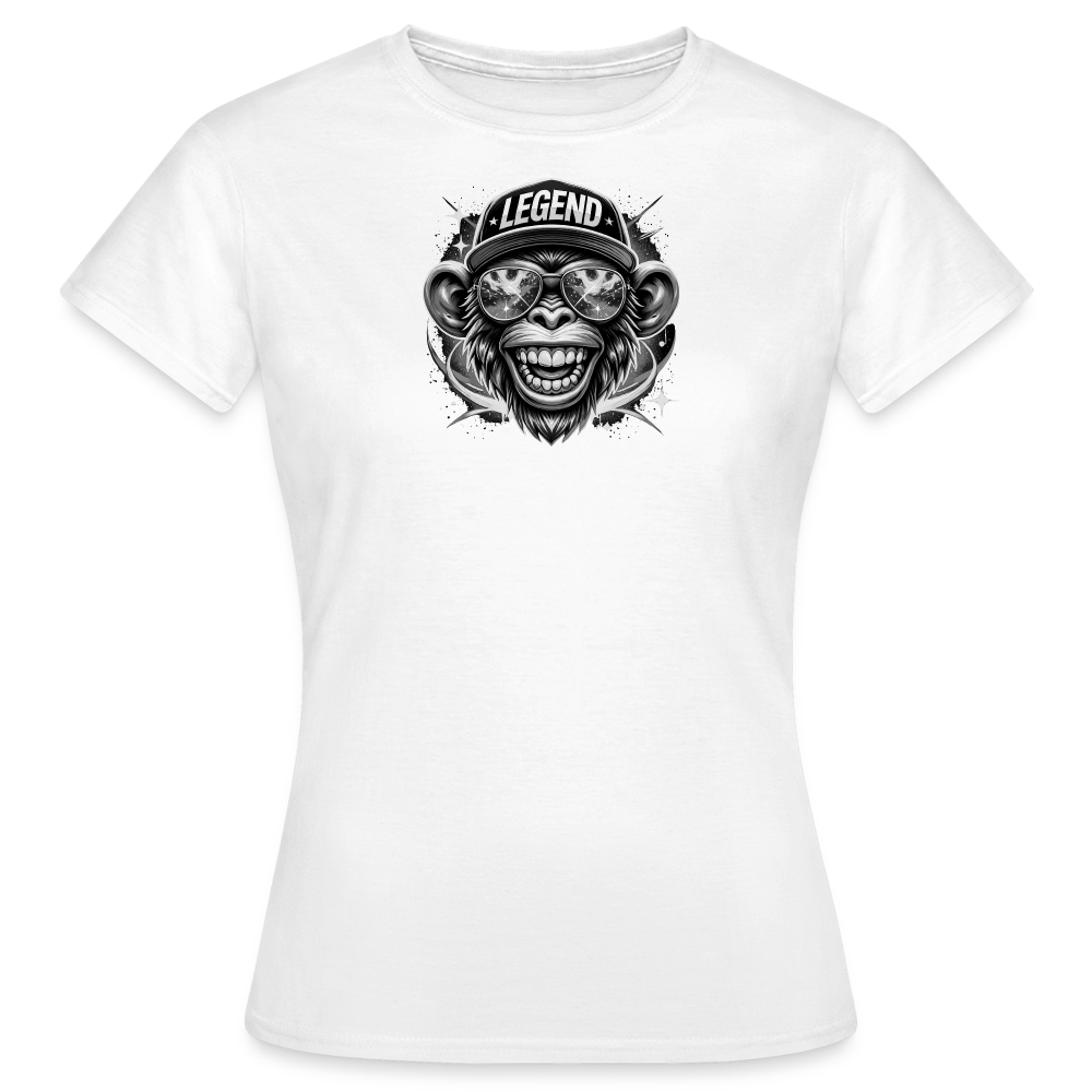 Frauen T-Shirt - lustiges schwarz weiss Affen Motiv - Weiß
