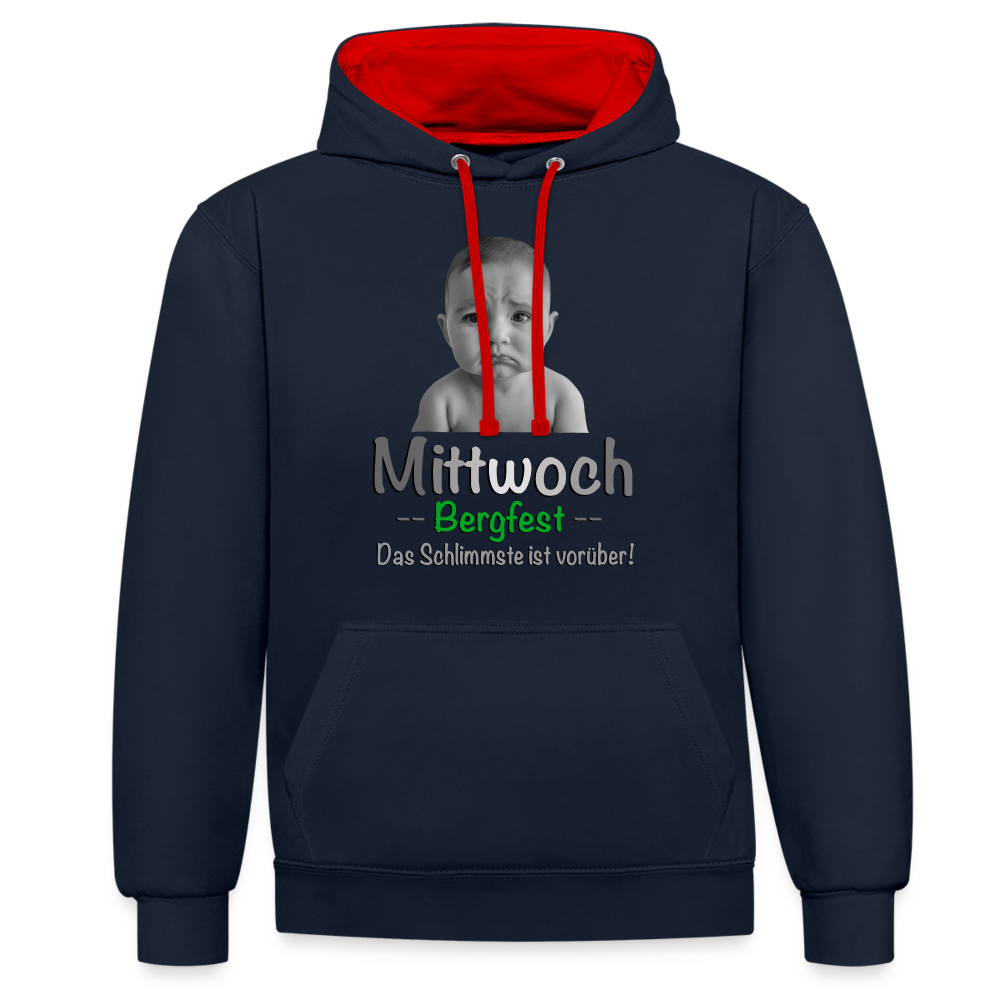 Mittwoch, endlich Bergfest - Hoodie - Navy/Rot