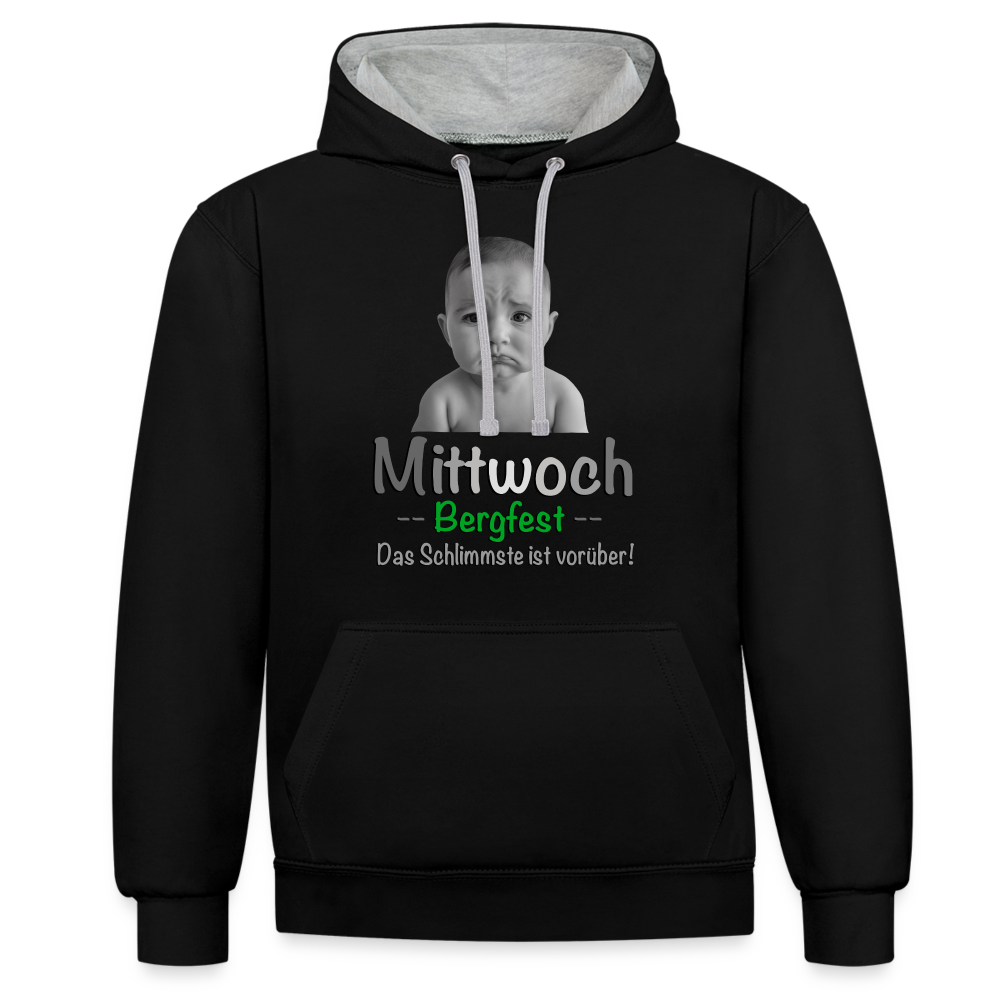 Mittwoch, endlich Bergfest - Hoodie - Schwarz/Grau meliert