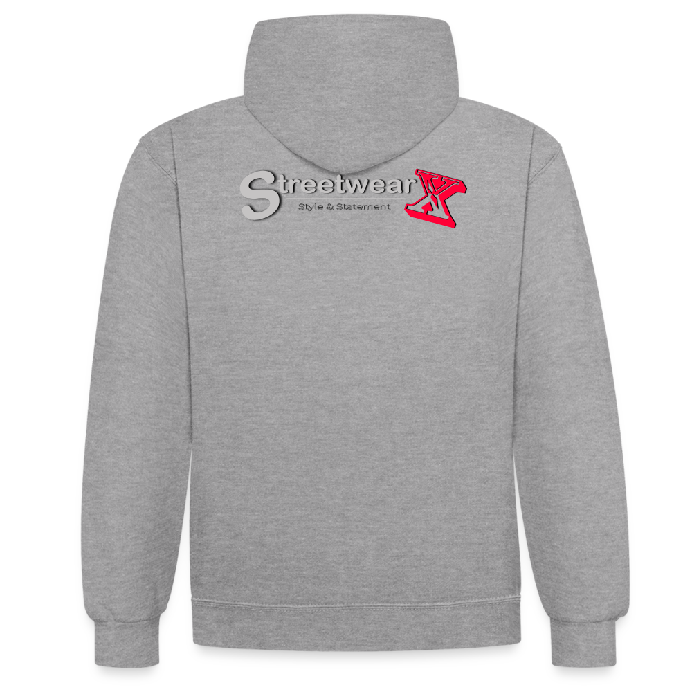 Cooler Freizeit Hoodie - Grau meliert/Navy