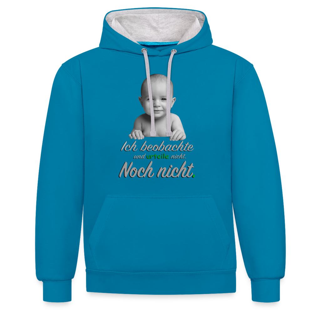 Ich beobachte nicht - Premium Hoodie đ - Pfauenblau/Grau meliert