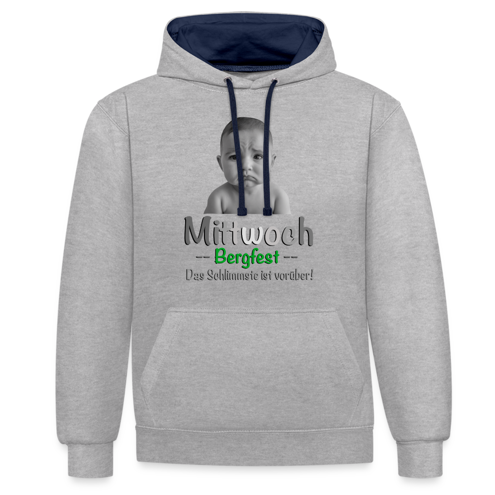 Mittwoch, endlich Bergfest - Hoodie - Grau meliert/Navy