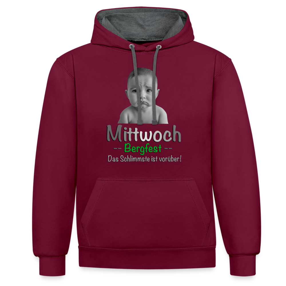 Mittwoch, endlich Bergfest - Hoodie - Weinrot/Anthrazit