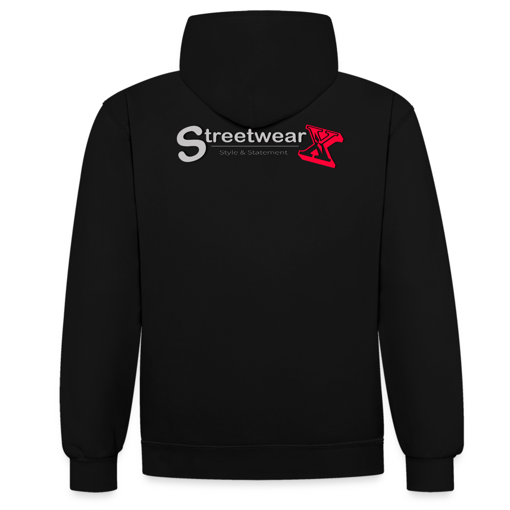 Cooler Freizeit Hoodie - Schwarz/Grau meliert