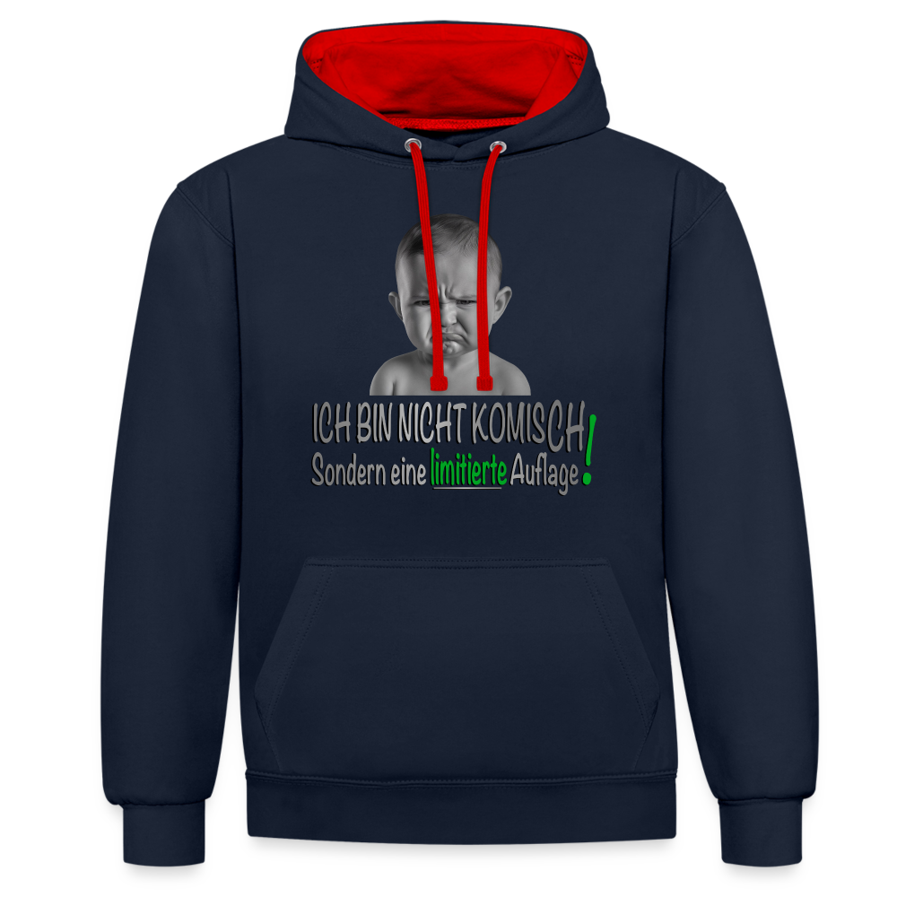 Ich bin nicht komisch 2 Color Hoodie - Navy/Rot