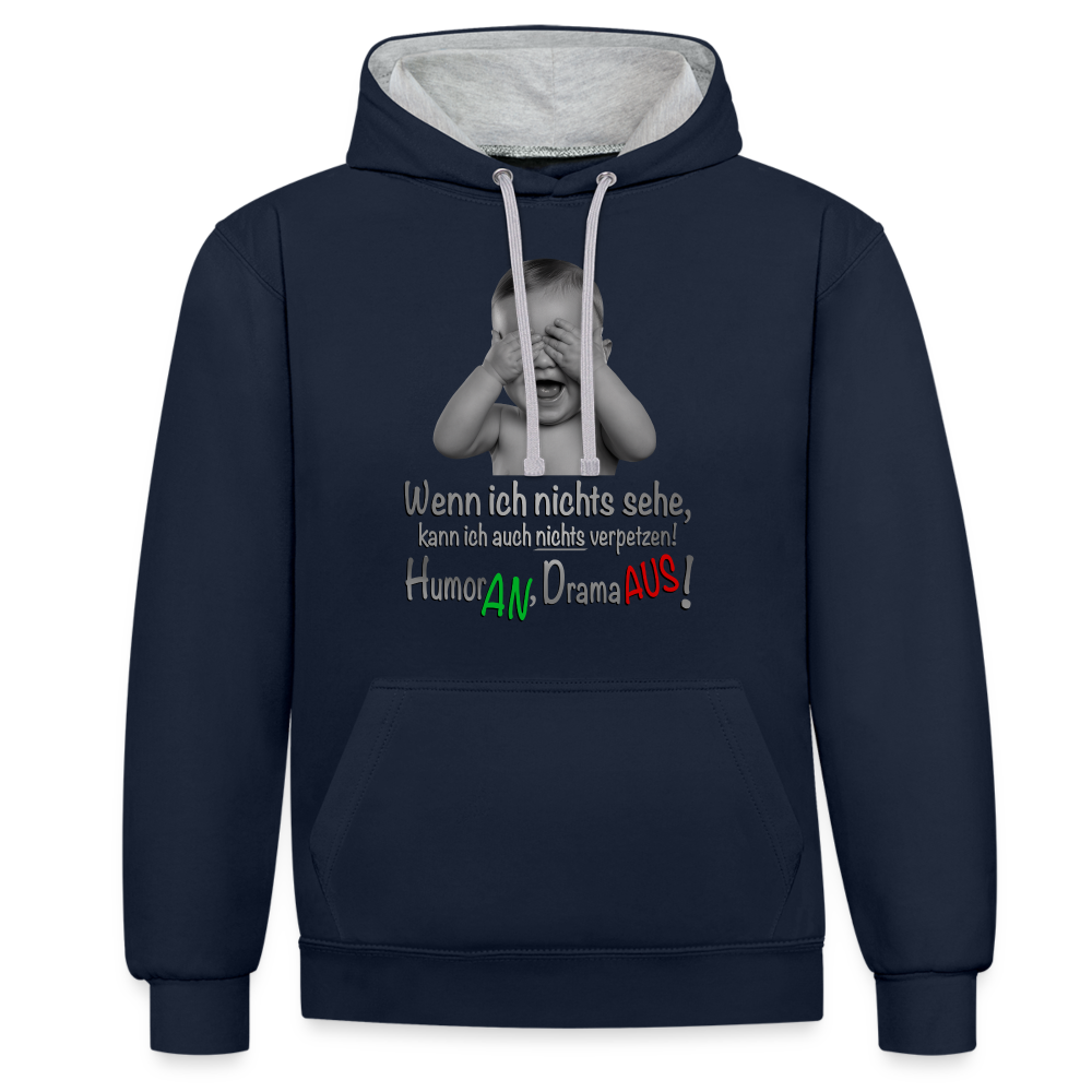 Humor AN, Drama AUS - Hoodie - Navy/Grau meliert