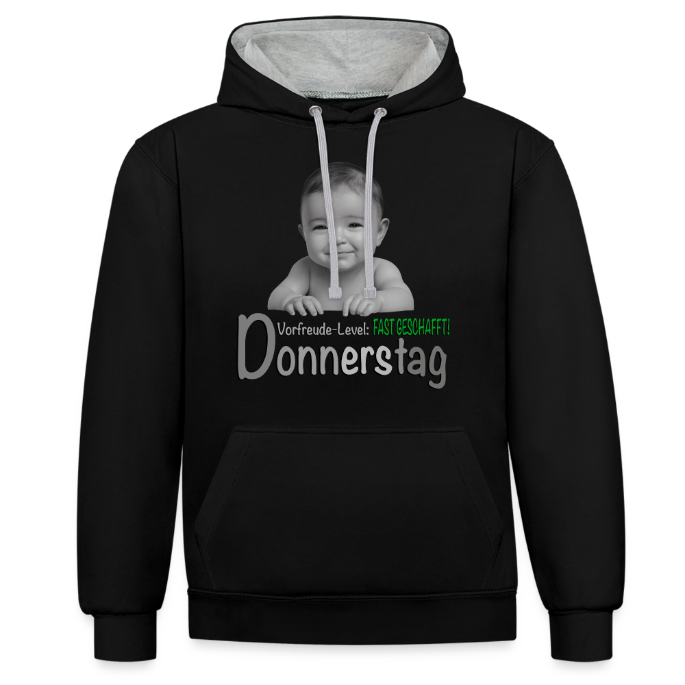 Donnerstag- Vorfreude-Level Hoodie - Schwarz/Grau meliert