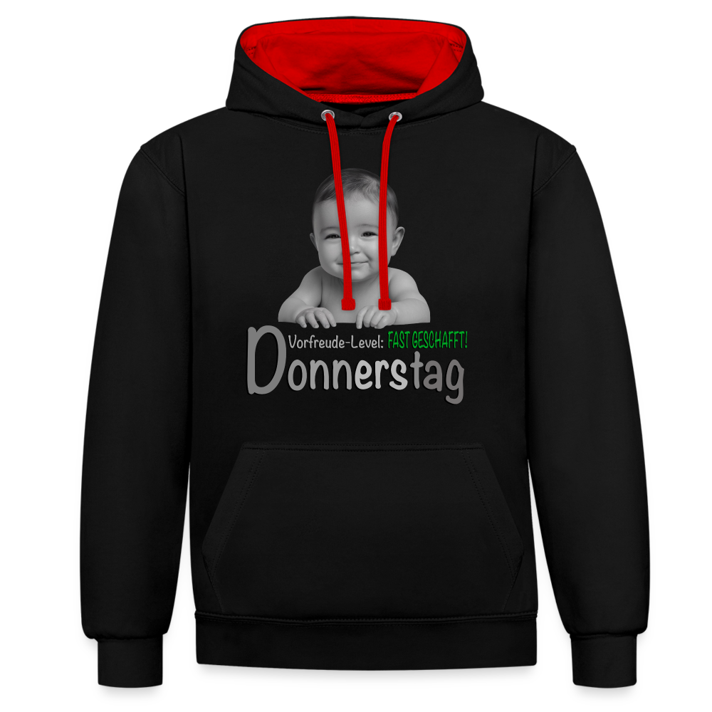 Donnerstag- Vorfreude-Level Hoodie - Schwarz/Rot
