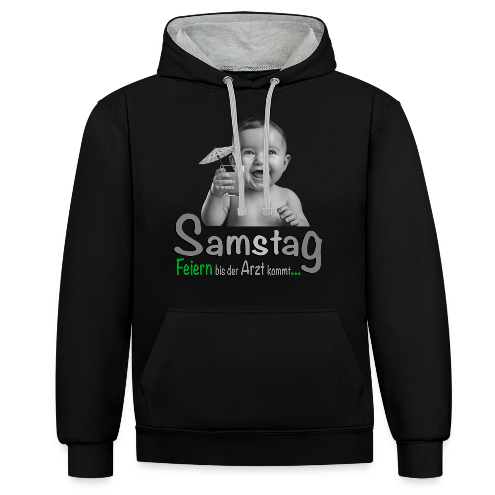 Feiern bis der Arzt kommt - Samstag Hoodie - Schwarz/Grau meliert