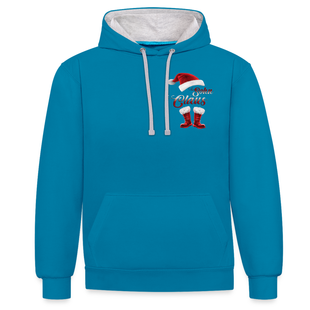 Sohn Claus 2 Color Hoodie zum Fest - Pfauenblau/Grau meliert