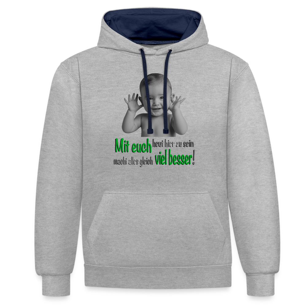 Mit euch viel besser 2 Color Hoodie - Grau meliert/Navy