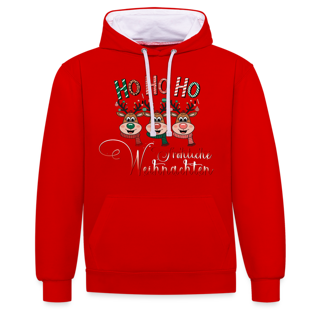 Fröhliche Weihnachten Hoodie - Rot/Weiß