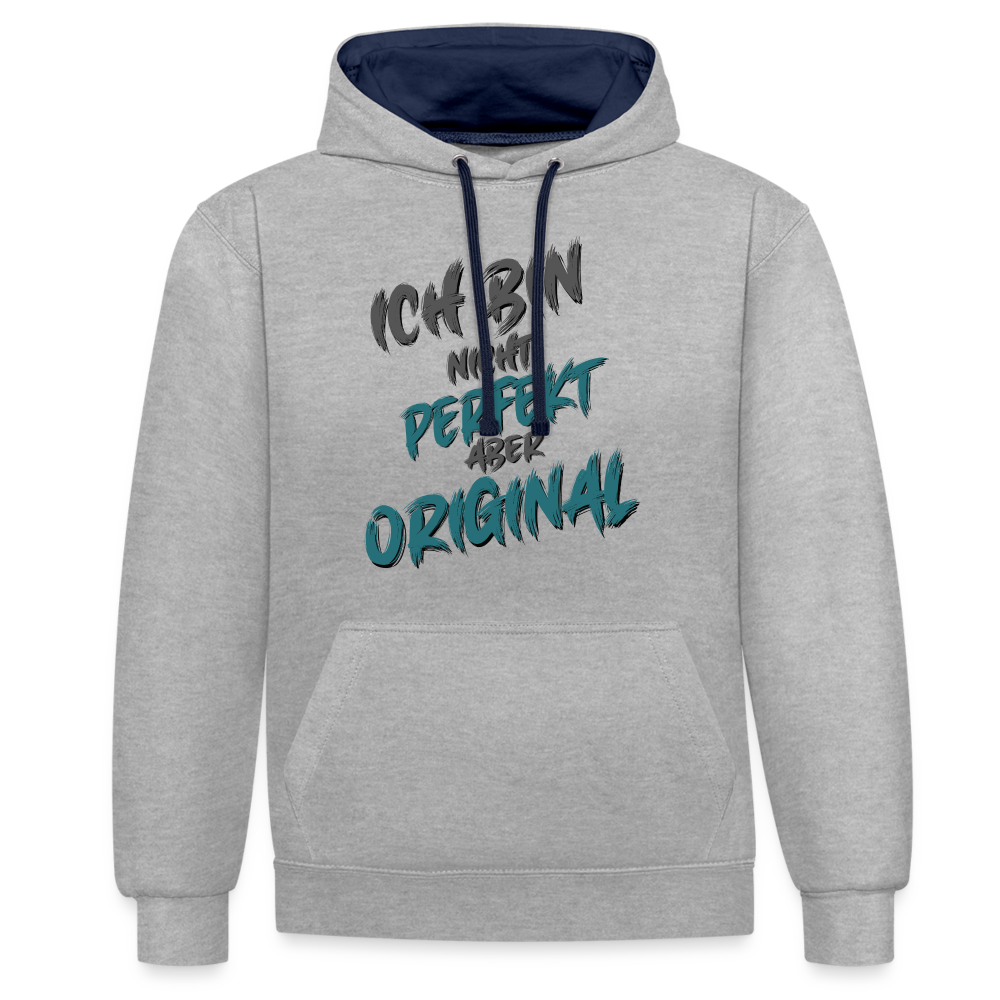 Ich bin nicht perfekt Hoodie - Grau meliert/Navy