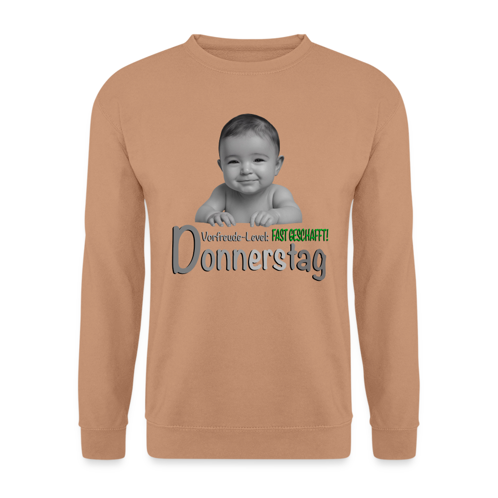 Donnerstag - Vorfreude-Level - Pulli - Mocca