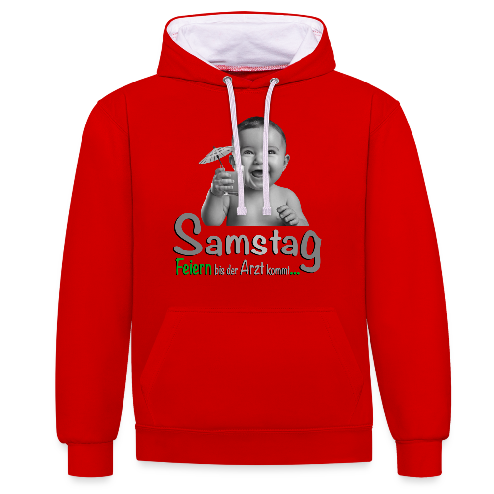 Feiern bis der Arzt kommt - Samstag Hoodie - Rot/Weiß
