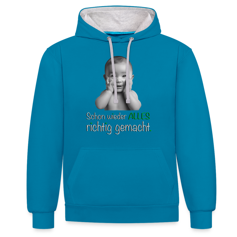 Alles richtig gemacht - Premium Hoodie 😉 - Pfauenblau/Grau meliert