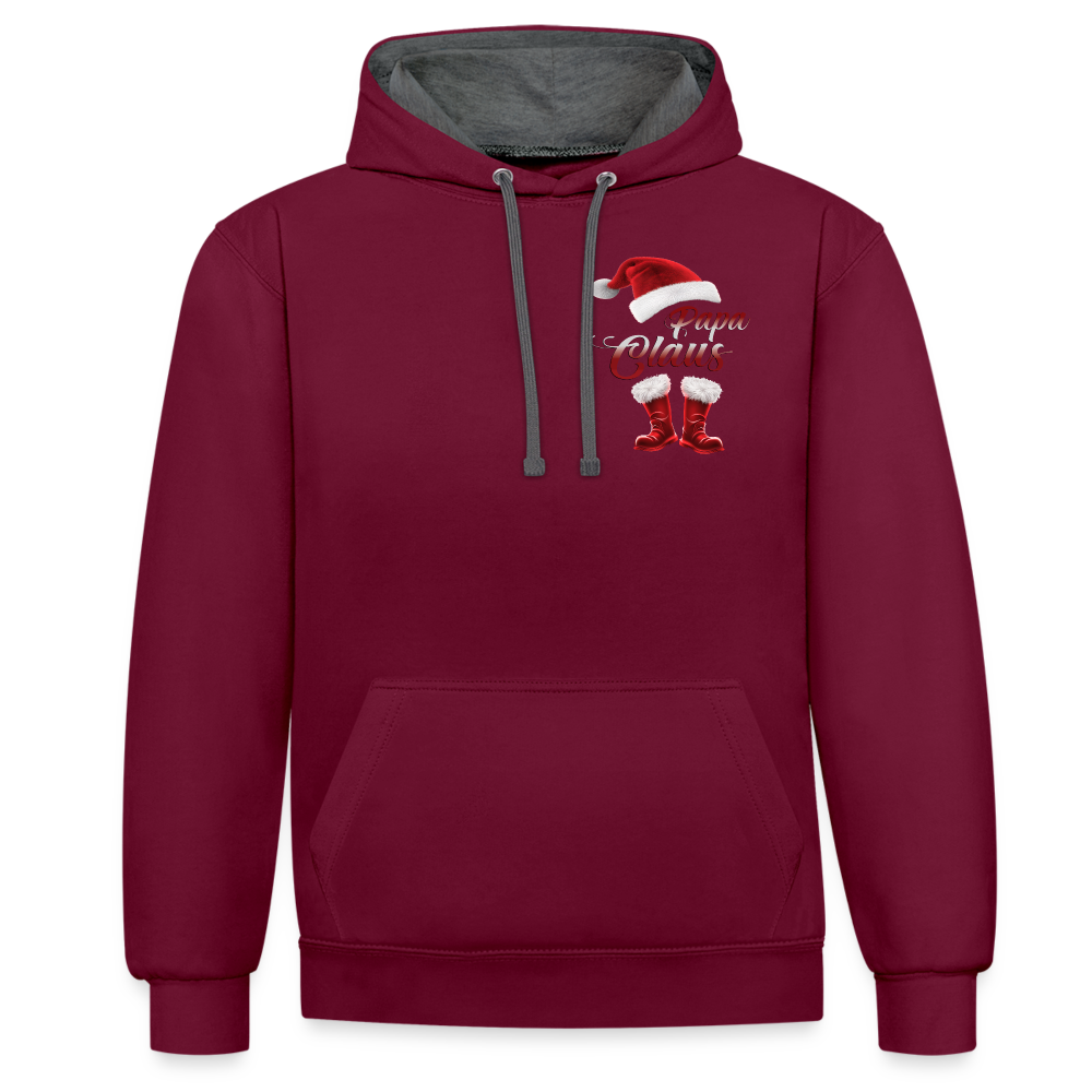 Der Papa Claus Festtags 2 Color Hoodie - Weinrot/Anthrazit