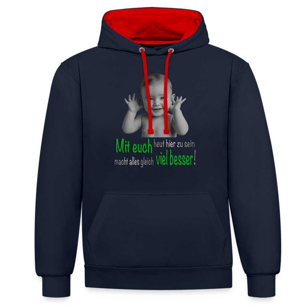 Mit euch viel besser 2 Color Hoodie - Navy/Rot