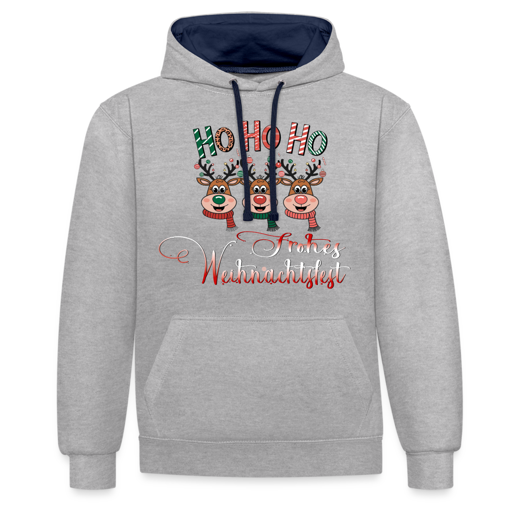 Frohes Fest Hoodie - Grau meliert/Navy