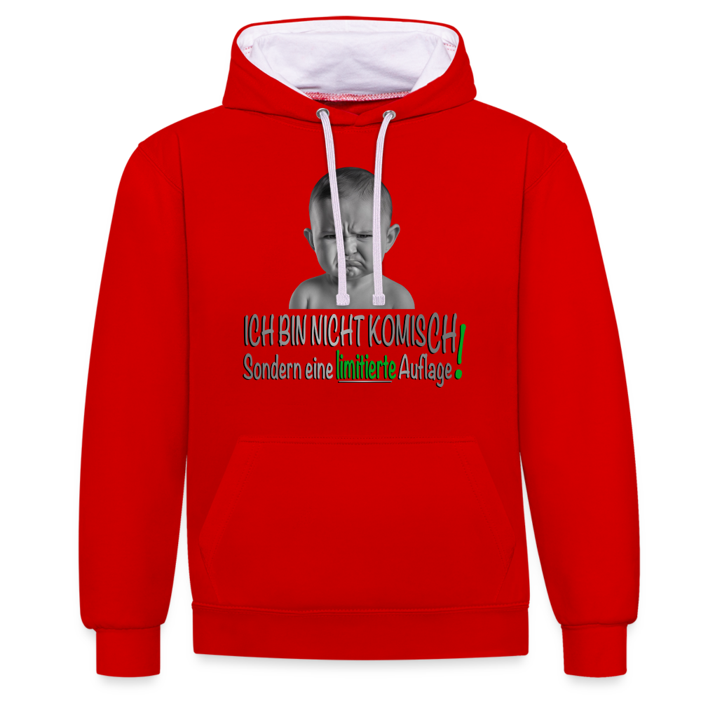 Ich bin nicht komisch 2 Color Hoodie - Rot/Weiß