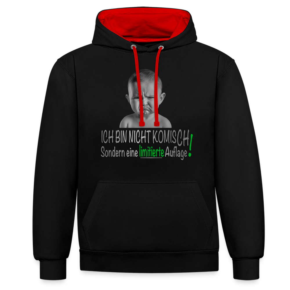 Ich bin nicht komisch 2 Color Hoodie - Schwarz/Rot