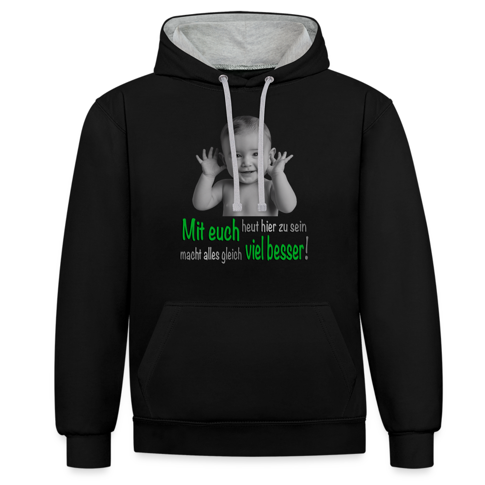 Mit euch viel besser 2 Color Hoodie - Schwarz/Grau meliert